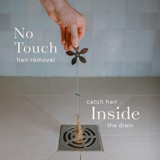 Shower Drain Hair Catcher – Disposable Bathroom Hair Trap, Easy to Install in Shower Drain Cover, Helps Prevent Clogs – As Seen on Shark Tank – Silver Flower (4-Pack)