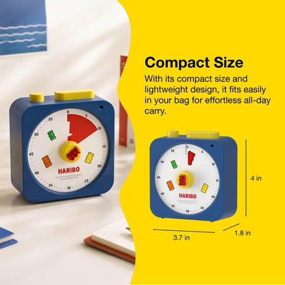HARIBO 60-Minute Visual Timer for Kids & Adults, Silent Countdown Timer | Adjustable Alarm Volume, Audible Alarm or Flashing Light, Easy to Use, for Classroom, Study, Home & Office