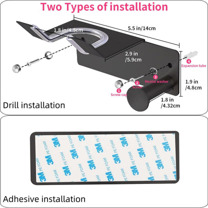 Hair Dryer Holder Wall Mounted, Stainless Steel Blow Dryer Holder for Bathroom, Hair Dryer and Straightener Holder Adhesive or Drilling, Hair Tool Organizer for Salon Barber Shops Banjekt