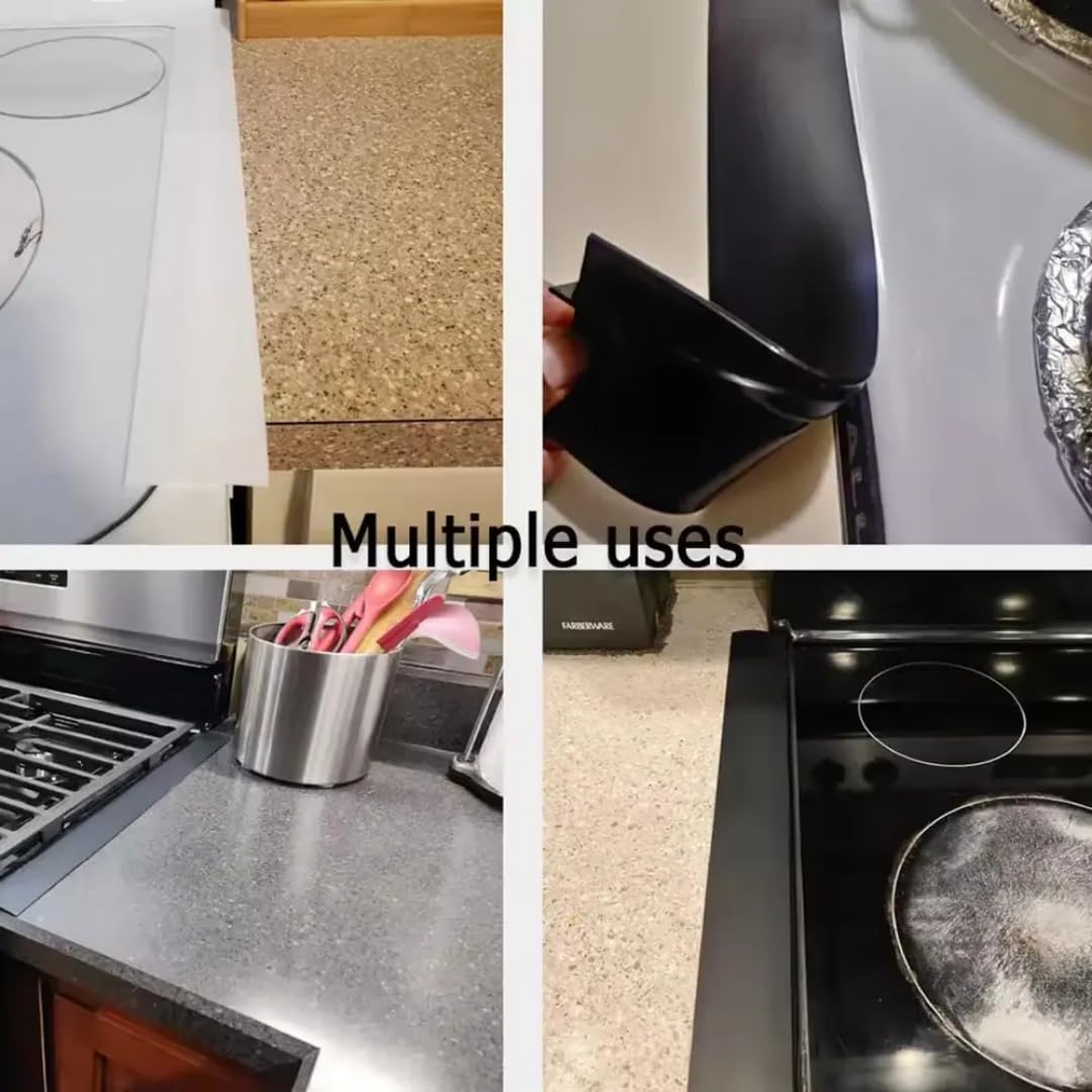 2 Pack 21 Inches Flexible Kitchen Stove Gap Covers, Silicone Gap Fillers Seals Between Counter and Stovetop, Oven, Washer, Dryer, Easy to Wipe,Heat-Resistant and Stain Proof - Ideal for Sealing Spaces