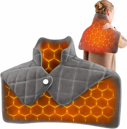 Weighted Heating Pad for Neck Shoulders and Back, Mothers Day Gifts for Mom Wife Grandma, Birthday Gifts for Women Men Dad, Instant Electric Heated Blanket with 9 Heat Options 4 Auto-Off Timer, Grey