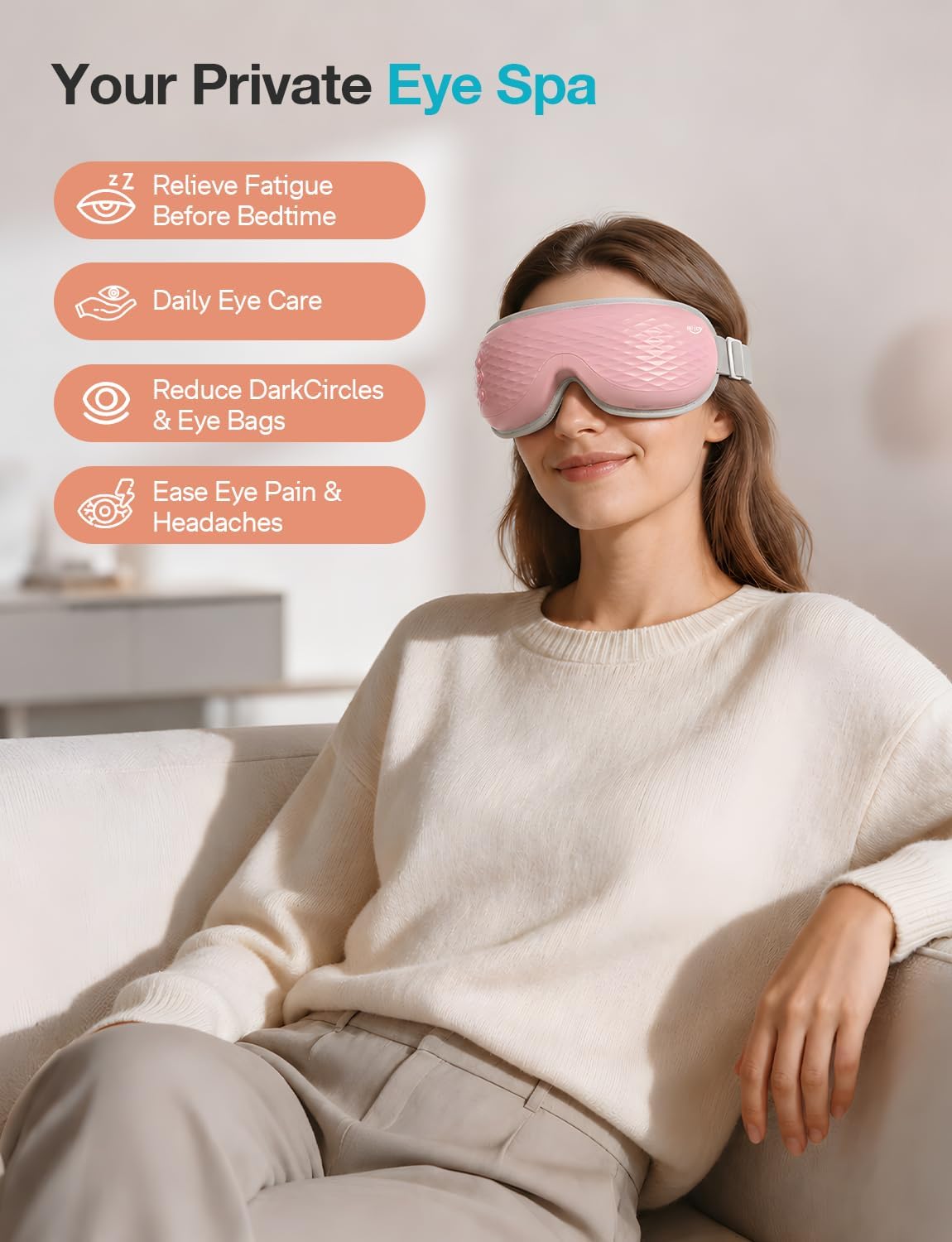 ALLJOY Eye Massager with Heat and Cooling, FSA Eligible HSA | Eye Massager with Removable Gel Mask, Birthday Gifts for Women Men Her Him Eye Care Devices for Migraine, Reduce Dry Eyes