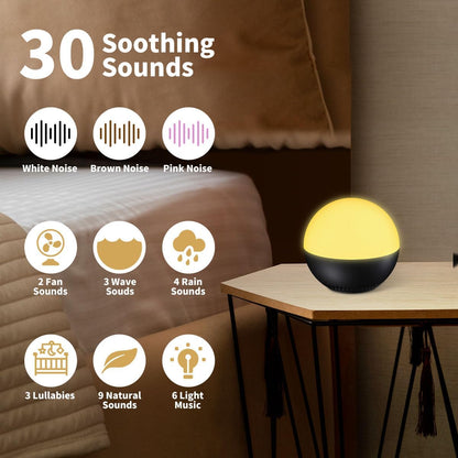 Portable Sound Machine Mini White Noise Machine Baby Shushing Brown Noise Machine with 30 Soothing Sounds for Kids Adults Dogs Auto-Off Timer 32 Volume Levels Sleep Machine for Home Office Privacy