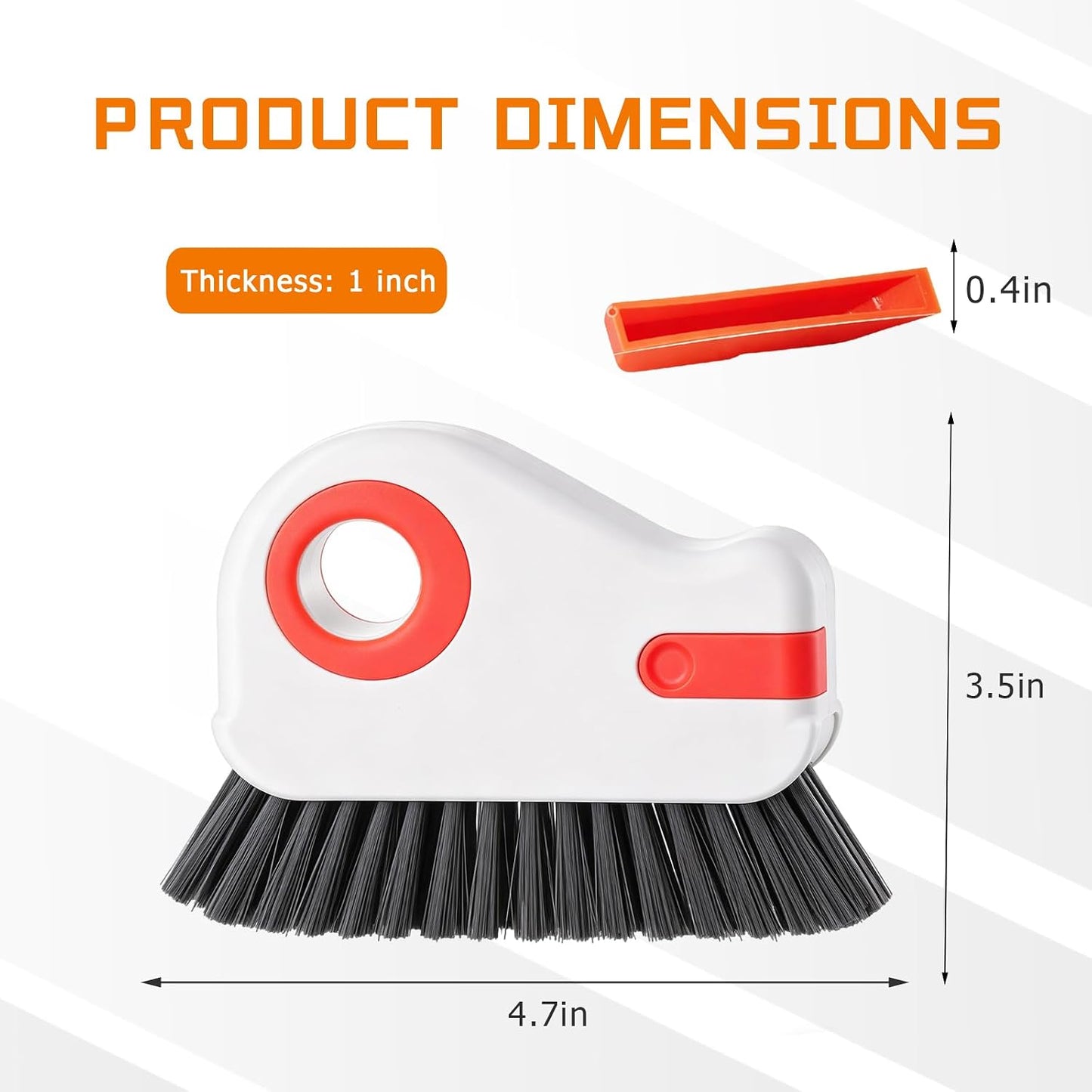 2 in 1 Groove Cleaning Brush, Multifunctional Window Track Cleaner with Hidden Scraper, Hard Bristle Grip Brush Sliding Door Cleaning Tool for Vehicle Home Office (Gray)