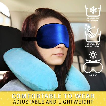 Jersey Slumber 100% Silk Sleep Mask for Women Men Side Sleeper - Light Blocking Eye Mask for Sleeping, Zero Pressure Soft Blindfold, Adjustable Strap, Silk Eye Cover for Travel Nap - Black