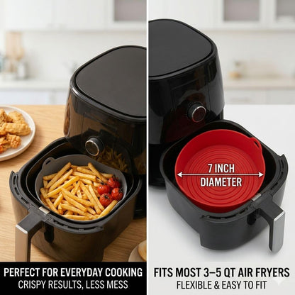 Reusable Silicone Air Fryer Liners 2 Pack, 7 & 8 Inch Nonstick Basket | Heat Resistant • Dishwasher Safe • Reusable Silicone • Fits 7 & 8 Inch Baskets • For Baking, Roasting & Air Frying