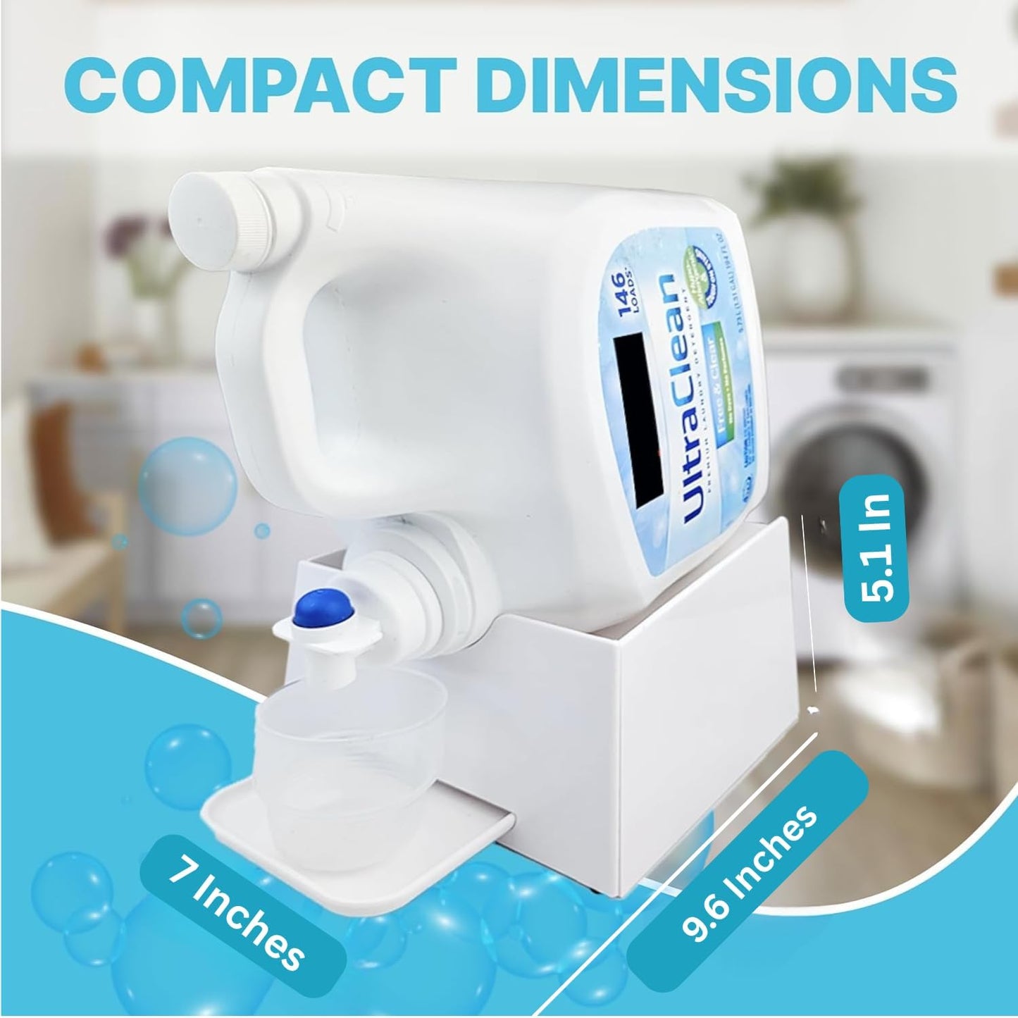 TidyFriend No-Spill Liquid Laundry Detergent Dispenser Holder, Laundry Soap Dispenser Holder with Drip Tray for Laundry Room Organization, Angled Downward Slope for Easy Pouring (No Strap, Ivory)