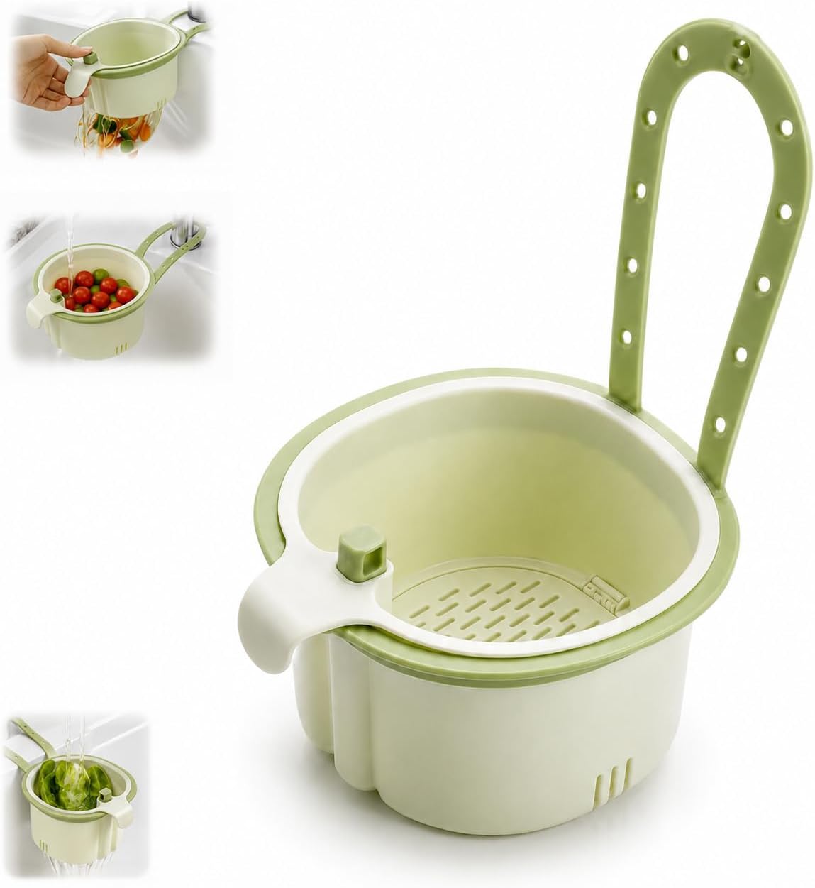 Hanging Sink Drain Basket, Press-to-Dump Kitchen Strainer Basket | Manual press-to-dump hanging sink basket with faucet hook and fine mesh for everyday kitchen draining