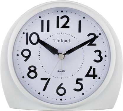 Tinload 5.5" Large Analog Alarm Clock Silent Non Ticking, Gentle Wake, Beep Sounds, Increasing Volume, Battery Operated Snooze and Manual Light, Easy Set