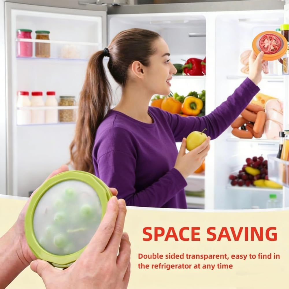 Avocado Saver and Onion Storage - Set of 4 Reusable Double sided silicone food storage container for fridge pod - Ideal for Garlic,Tomatos, Lemons, and Potatoes ﻿ ﻿
