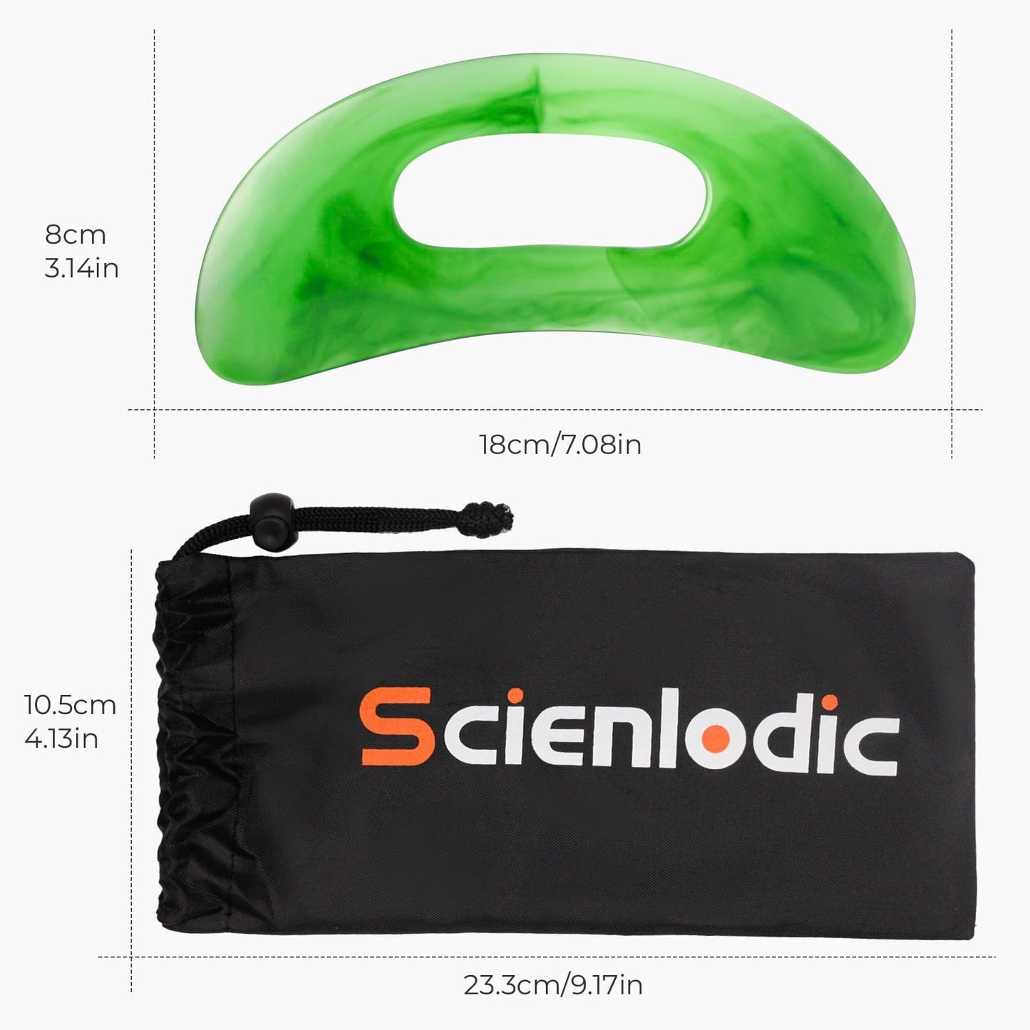 Scienlodic Gua Sha Massage Tool with Handle (Resin) Larger Guasha Scraping Tool for Back Neck Face Leg Massage, Lymphatic Drainage, Cellulite Remove - Large