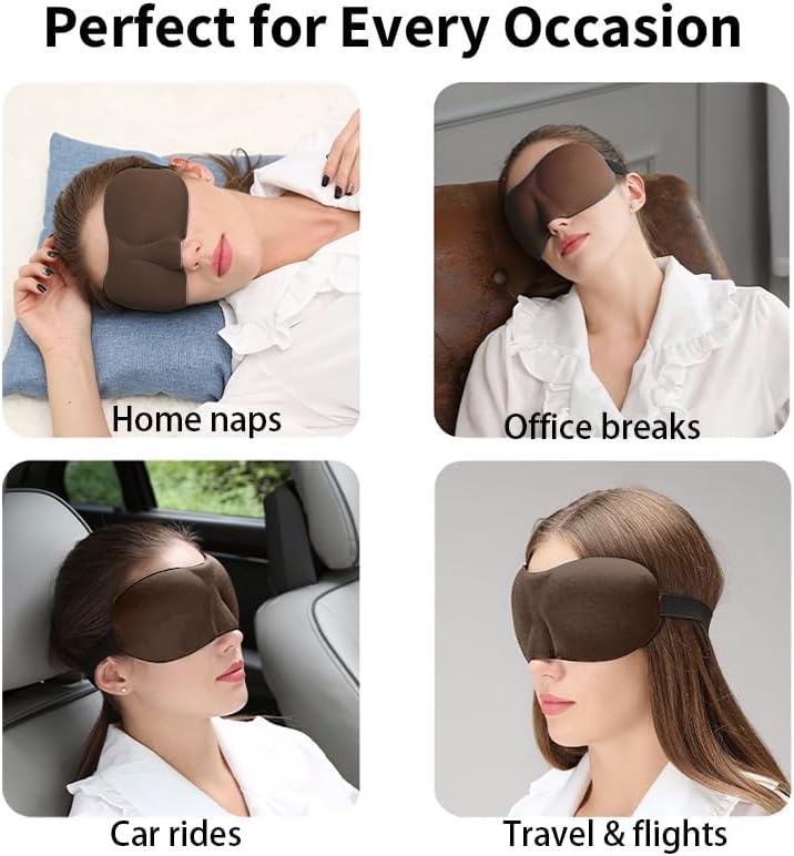 Sleep Mask for Back and Side Sleepers 1 Pack, 3D Light Blocking Eye Mask for Sleeping, Zero Pressure Eye Cover for Women and Men, Lightweight Breathable Night Blindfold Black