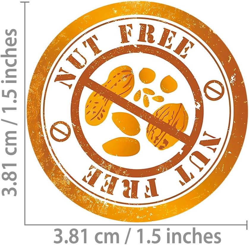 Nut Free Stickers Food Allergy Rotation Labels 1.5 Inch Round Circle Dots 500 Adhesive Stickers