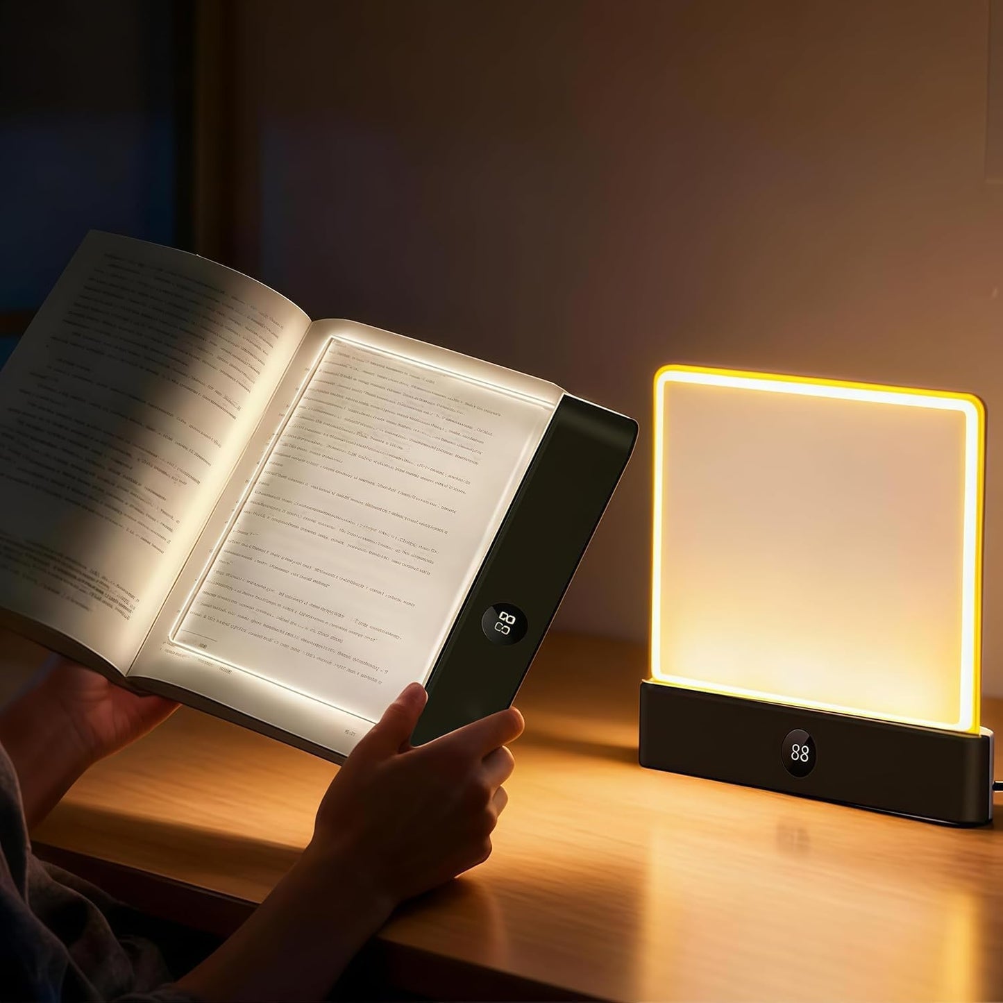 White Smart Led Reading Light, Book Light Treasure Box, Rechargeable Clear LED Flat Reading Light with 3 Colors & Timer, Doodleable Study Lamp, The Quiet Reader's Dream Lights