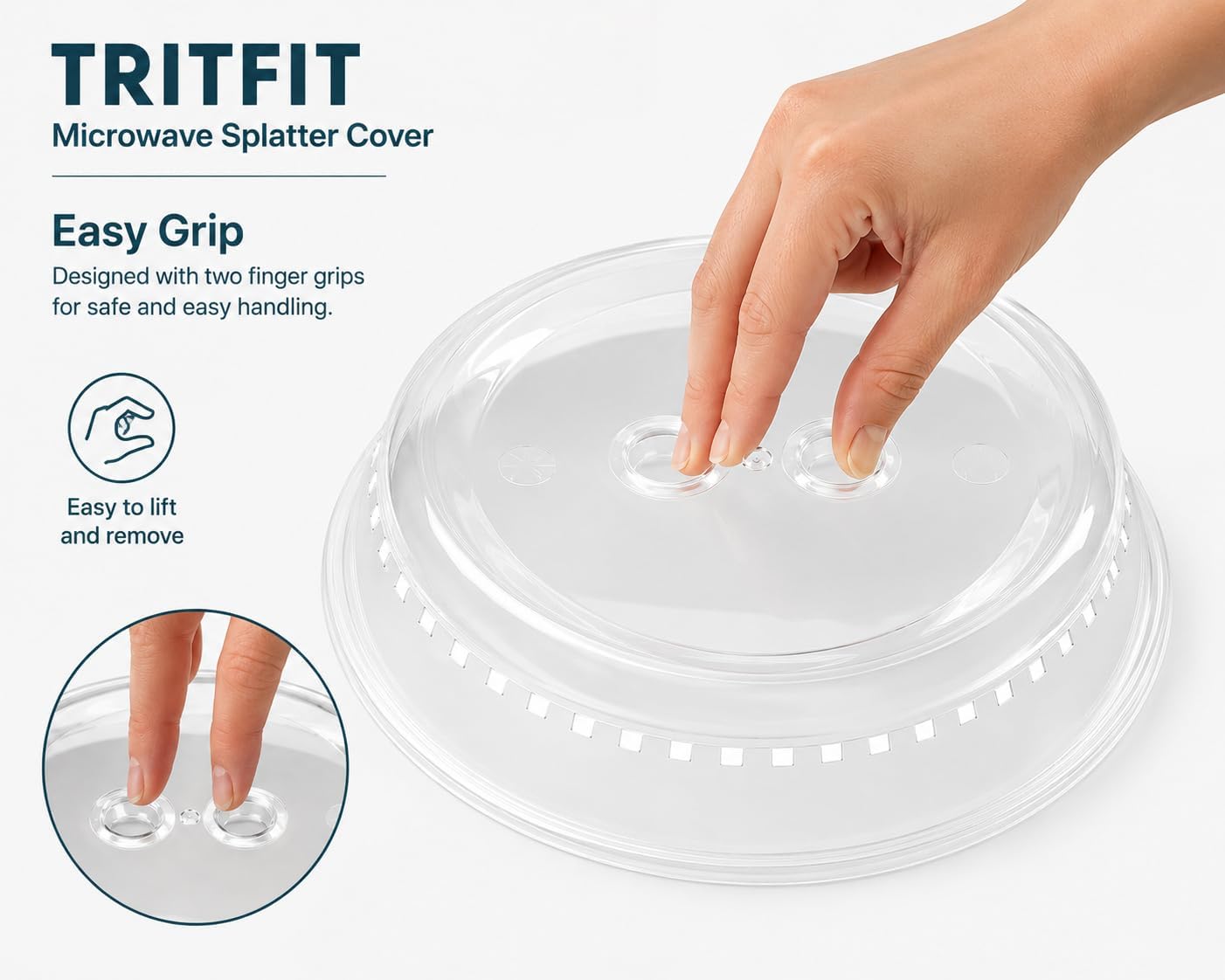 Microwave Splatter Cover 10.5" BPA-Free Lid with Vents. | Classic Design, Easy to pick-up, Dishwasher safe (Top rack).