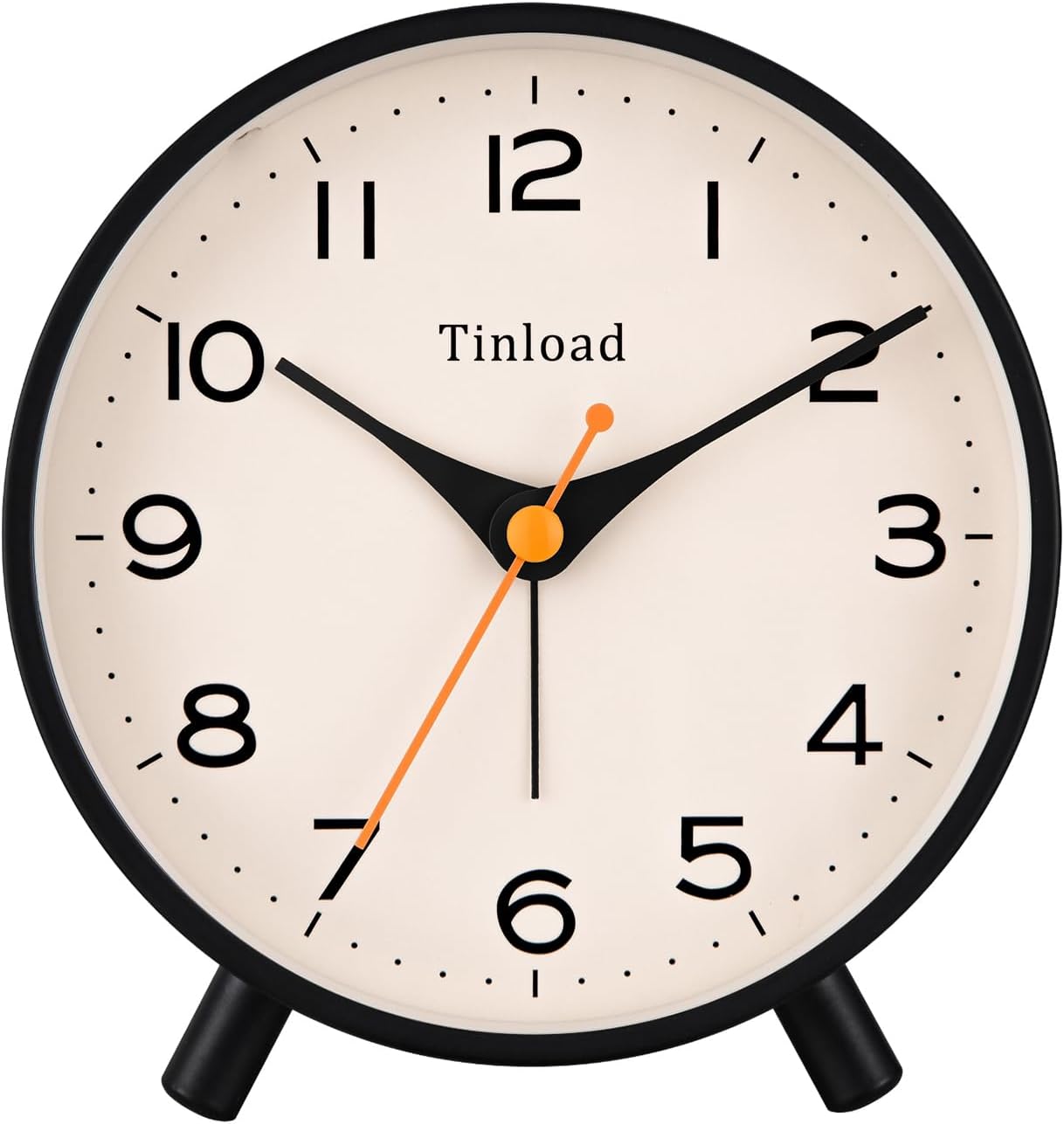 Tinload 4.5" Battery Operated Analog Alarm Clock, Small Silent Bedside Desk Clock with Night Light, Blue