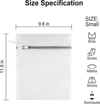 10 Pack Mesh Laundry Bags for Delicates with Non Rust Zipper- MDSXO White Laundry Bags Mesh Wash Bags, Easy Fit Bra, Sock,Lingerie,Sneaker,Baby Laundry for Washing Machine Travel Storage[1XL/3L/3M/3S]