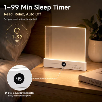 LED Page Reading Light, Rechargeable Flat Book Light, Normal White | Flat Rechargeable Page Light with Timer | 3 Light Modes | Stepless Dimming | Clear Acrylic Panel for Dorm Reading
