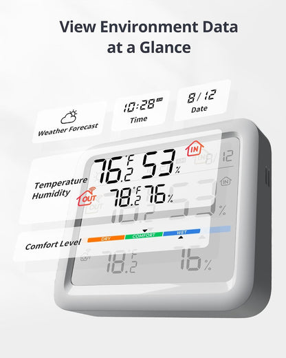 SwitchBot Meter Pro, Digital Hygrometer & Thermometer - Wireless Indoor Temperature & Humidity Monitor with Bluetooth App Control, Real-Time Alerts (1, Meter Pro)
