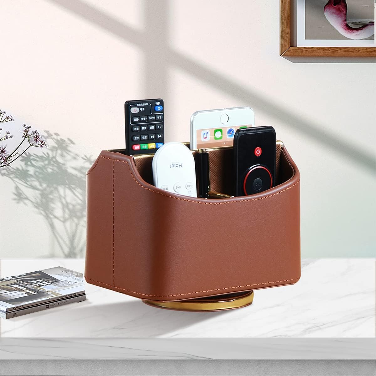 360° Rotatable Remote Control Holder,TV Remote Caddy for Nightstand Table
