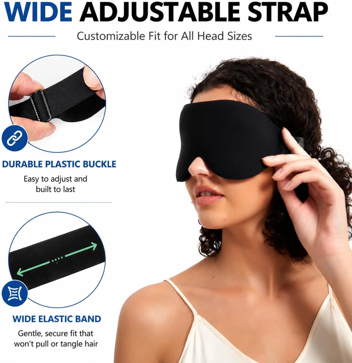 ALASKA BEAR Memory Foam Sleep Mask, Contoured Eye Cups for Women Men, Blue