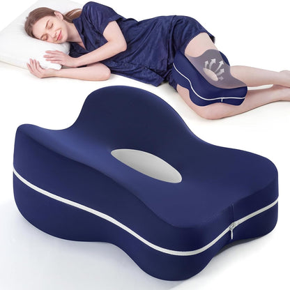 13" Extended-Length Knee Pillow for Side Sleepers with Full Thigh Support | Memory Foam Leg Pillow for Side Sleeping with Airflow Vent Reduces Heat – No Stiffening, Relieves Back/Hip/Knee Pain
