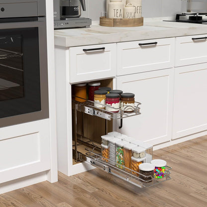 OCG Pull Out Cabinet Organizer (15" W x 21" D), Pull out Drawers, Cabinet Pull Out Shelves for Base Cabinet Organization in Kitchen Bathroom Pantry, Bottom Mount, Chrome Finish