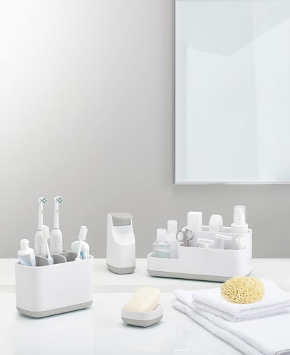 Joseph Joseph Easy-Store - Compact Toothbrush Holder Caddy Bathroom Storage , Grey/White, Regular