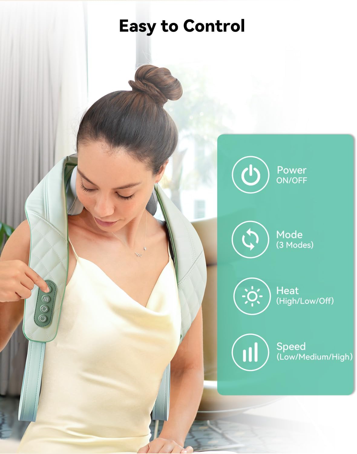 Snailax Cordless Neck & Shoulder Massager with Kneading, Heat, USB-C