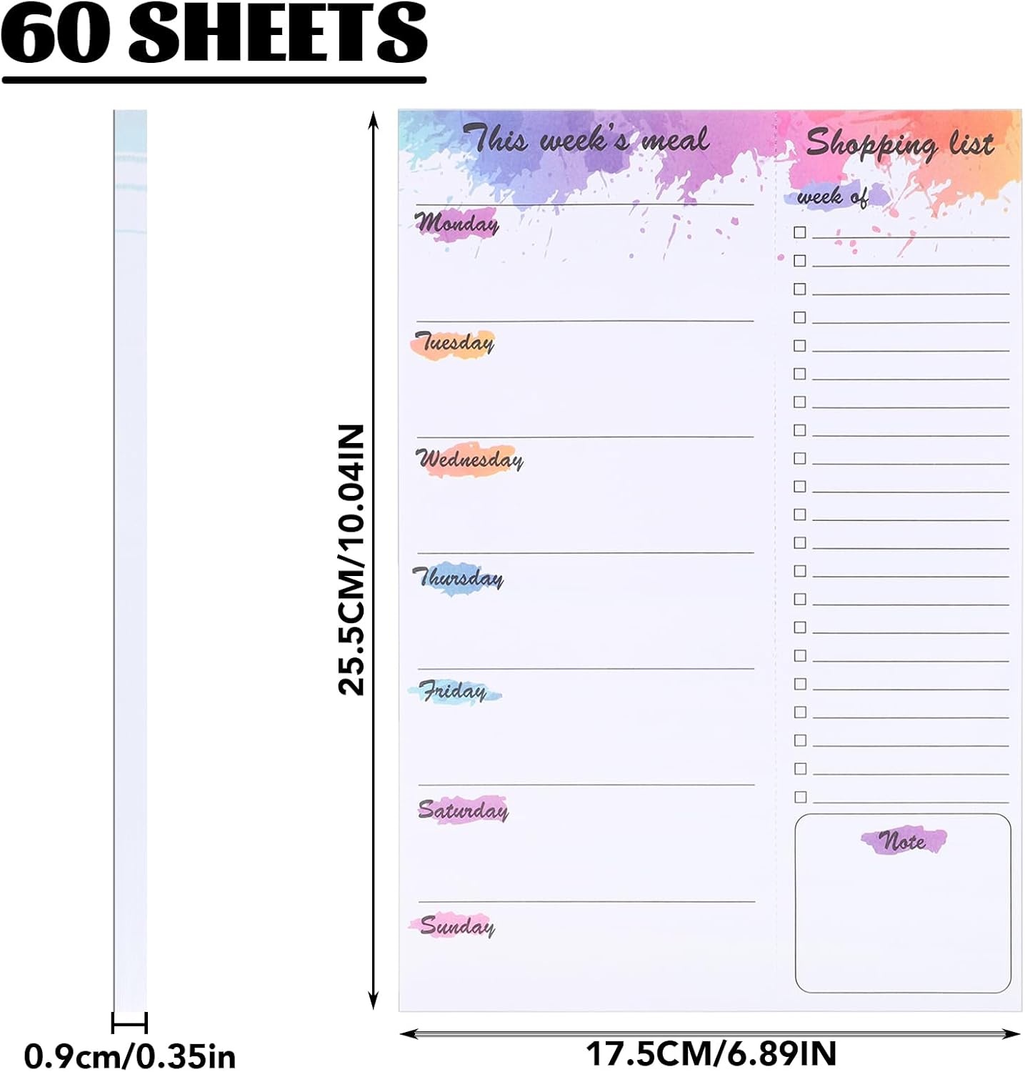Thboxes 60 Sheets Magnetic Weekly Meal Planner for Fridge, Grocery List Pad | Tear-Off Shopping List, 7x10 In, Flower Design, Full Backing Grip, for Meal Prep, Kitchen, Families, Parents, Home Office