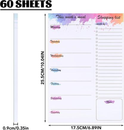 Thboxes 60 Sheets Magnetic Weekly Meal Planner for Fridge, Grocery List Pad | Tear-Off Shopping List, 7x10 In, Flower Design, Full Backing Grip, for Meal Prep, Kitchen, Families, Parents, Home Office