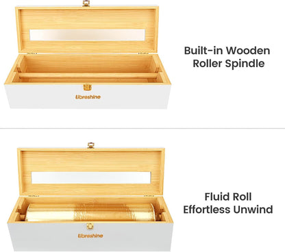 Bamboo 18 Inch Commercial Plastic Wrap Dispenser with Cutter | Bamboo paper roll cutter with low-noise roller; fits up to 3000ft food service film, 500–1000ft foil and select paper rolls