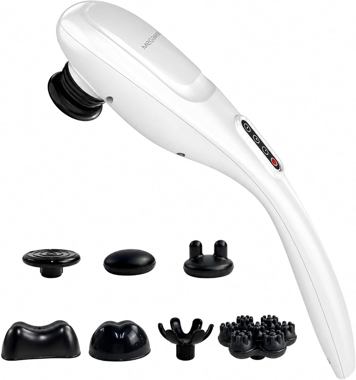 MEGAWISE Handheld Back Massager | Deep Tissue Percussion Massage for Back, Neck, Shoulders, Waist and Legs (Cordless Silver)