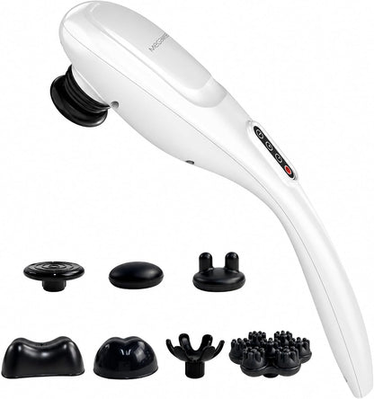 MEGAWISE Handheld Back Massager | Deep Tissue Percussion Massage for Back, Neck, Shoulders, Waist and Legs (Cordless Silver)