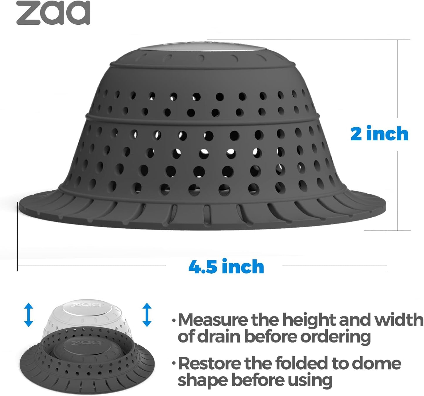 Shower Drain Hair Catcher Bathtub Drain Strainer Sink Drain Protector | Collapsible Pop-Up Drain Hair Catcher, Traps Hair & Prevents Clogs, Easy to Clean, Bathroom Fixture Accessories, Gray