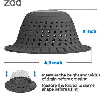 Shower Drain Hair Catcher Bathtub Drain Strainer Sink Drain Protector | Collapsible Pop-Up Drain Hair Catcher, Traps Hair & Prevents Clogs, Easy to Clean, Bathroom Fixture Accessories, Gray