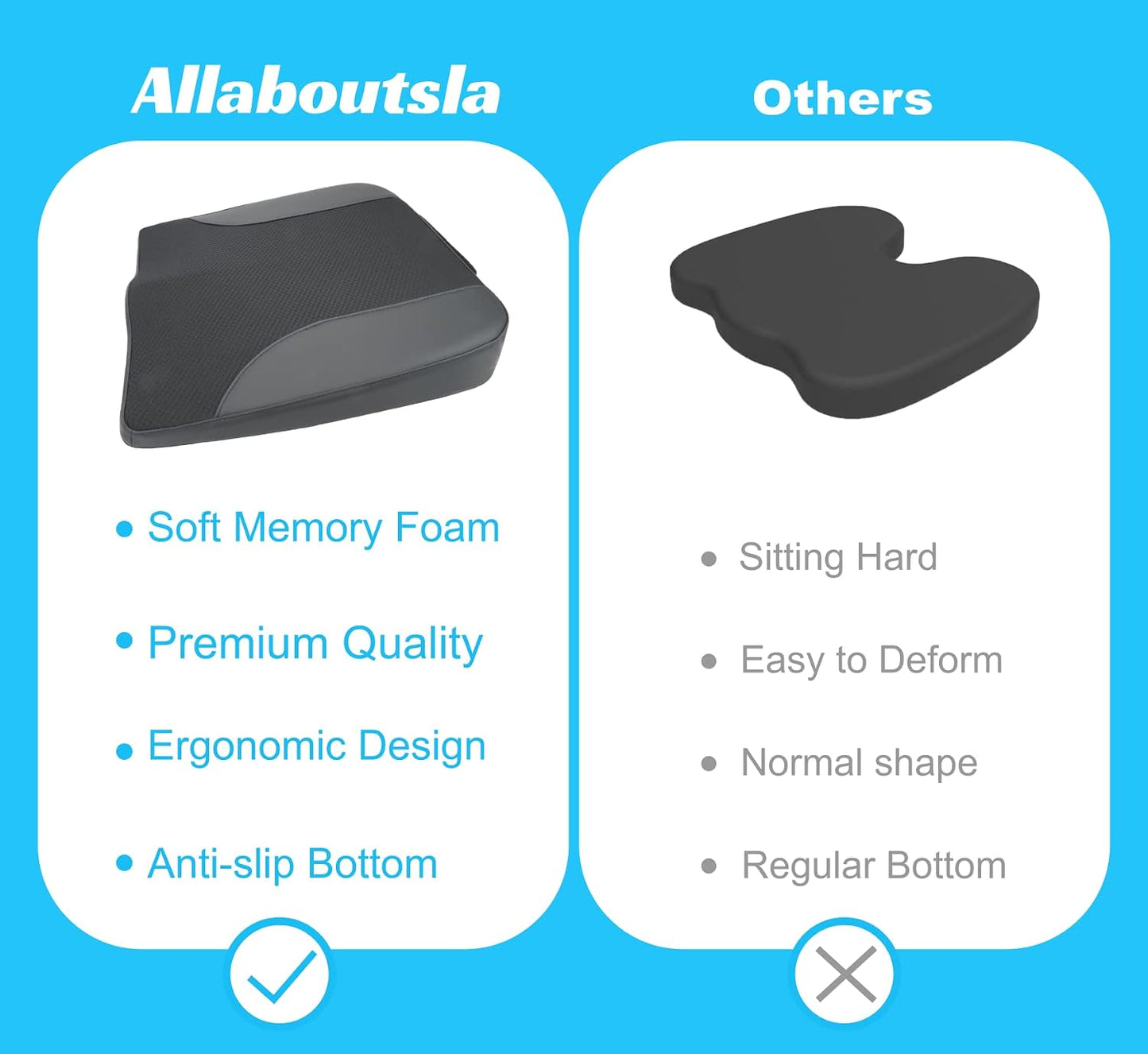 Allaboutsla Car Seat Cushion with Lumbar Support Pillow, Car Back Support | L-Shaped Ergonomic Memory Foam Seat Cushion, Car Seat Cushions for Driving, Driver Cushion and Back Support for Car, B&G