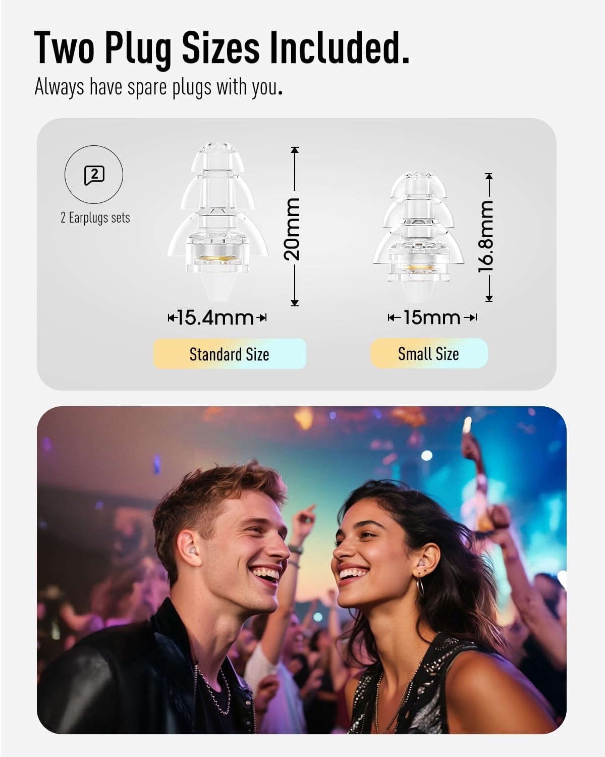 Hearprotek Concert Ear Plugs, 2Pairs Reusable high Fidelity Musician Ear Plugs for Concerts Loud Music-Noise Reduction Ear Protection earplugs for Rave,Festival,Music,Tinnitus Relief