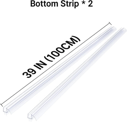 AmazerBath Frameless Shower Door Bottom Seal 39 inch (Set of 2) - Clear, Suitable for 3/8 Inch Glass, Modern Style