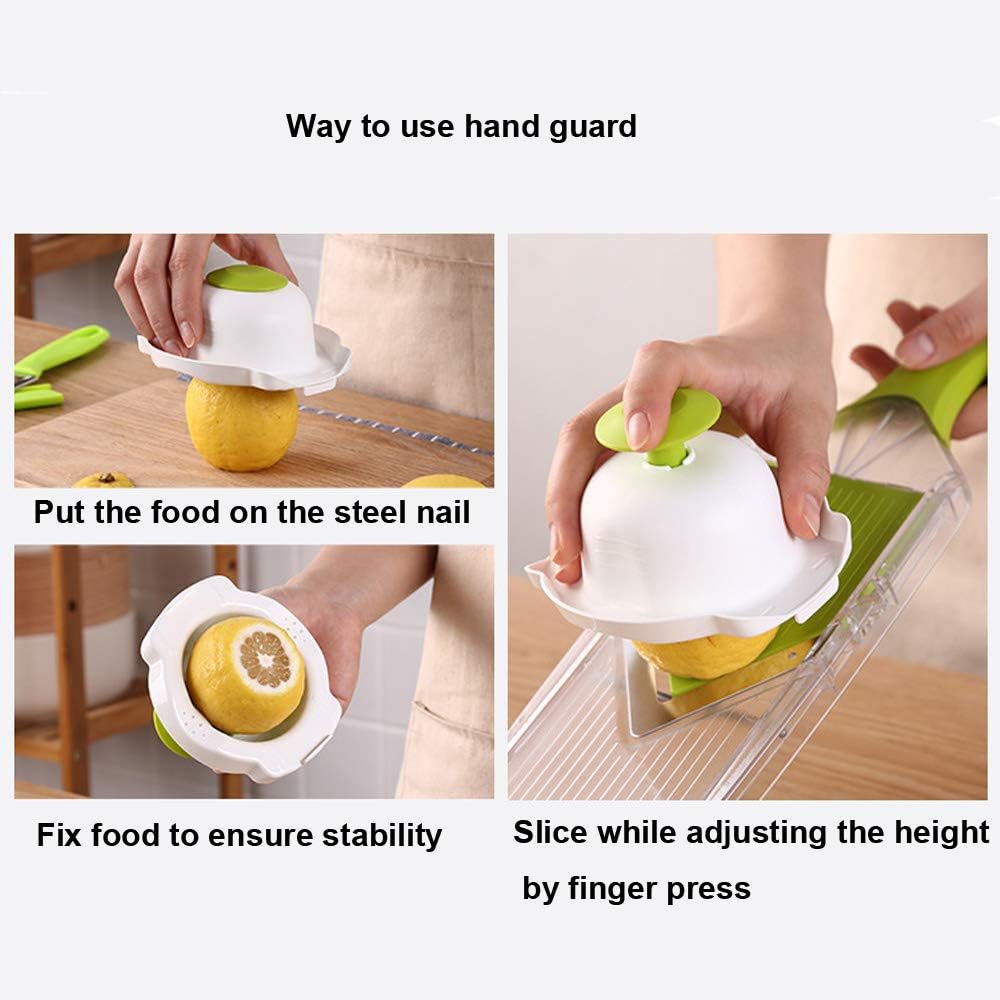V-Blade Mandoline Slicer 0.06/0.10/0.14 Inch Adjustable Thin slice Lemon Slicer Kitchenaid Accessories Grater 420 Stainless Steel Food Fruit Vegetable Slicer with Finger Guard Protector (Green)