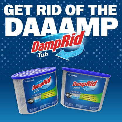 DampRid Fragrance Free Disposable Moisture Absorber & Odor Remover with Activated Charcoal, 18 oz., 3 Pack, Lasts Up To 60 Days, No Electricity Required