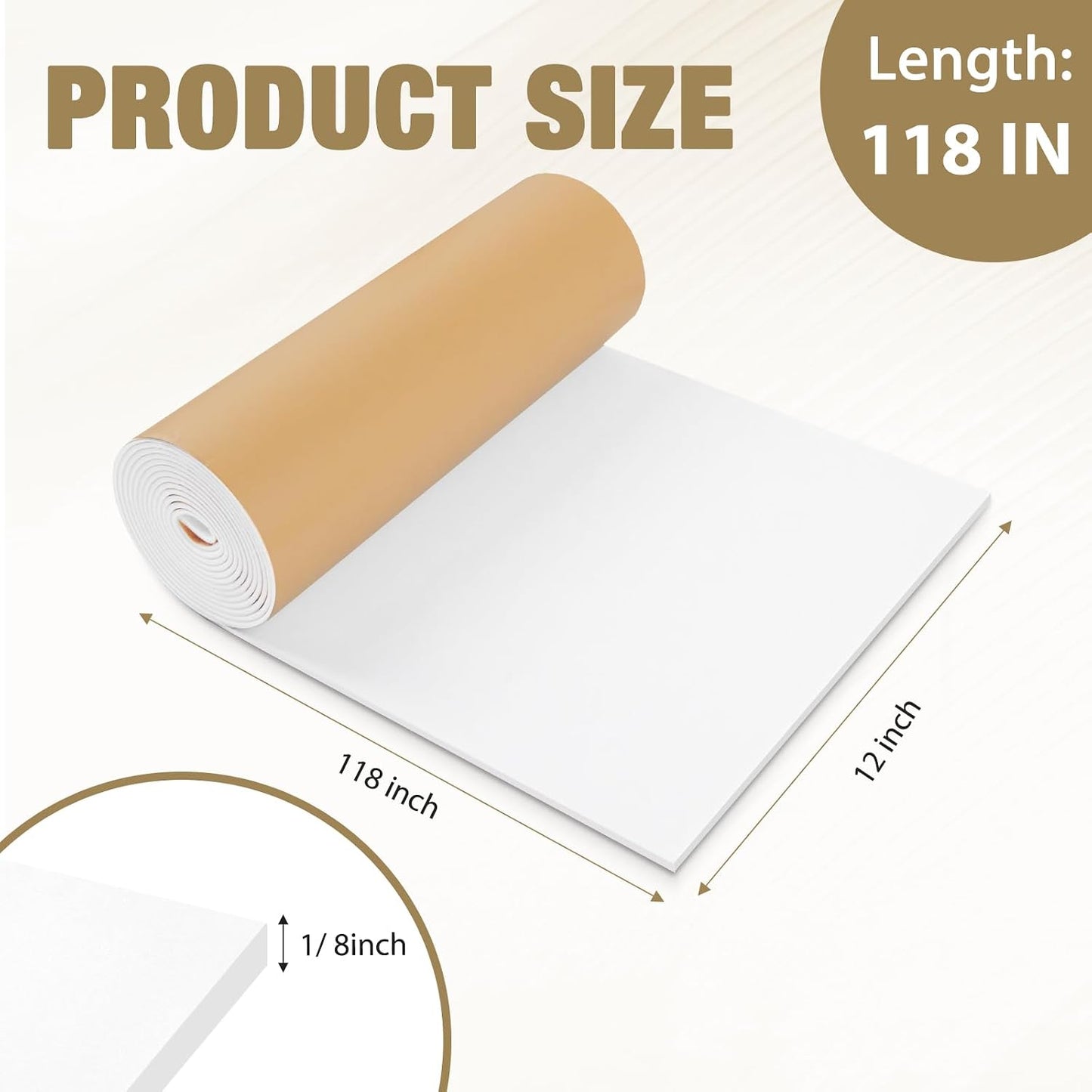 LSGCQ Sponge Neoprene Foam Padding Self Adhesive Foam Sheets, White | Closed Cell Foam Sheet Neoprene Rubber Pad for DIY Gaskets Shock Pads Liner Crafts, 12" Wide x 1/8" Thick x 59" Long