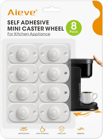 Aieve Appliance Rollers, 8 Pack Small Appliance Slider, Self Adhesive Caster Wheels, Mini Swivel Wheels for Kitchen Countertop Easy Moving