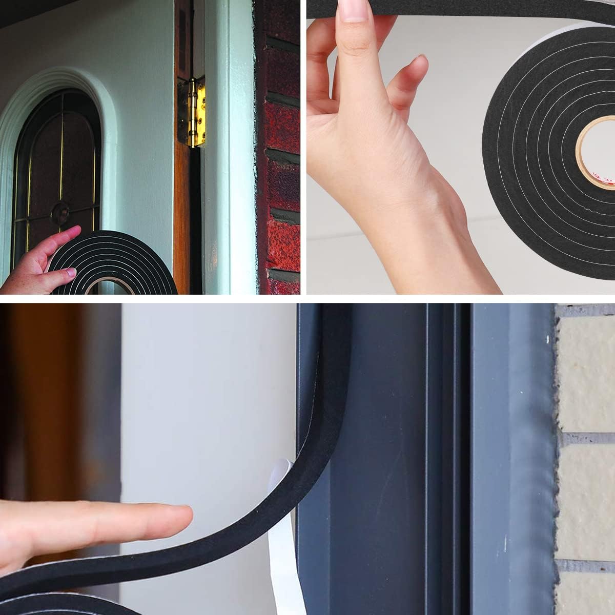 2 Rolls Foam Seal Tape for Door Window Insulation, Soundproof and Shockproof Foam Adhensive Strip, 3/8" Wx3/16 T Single Sided Foam Tape, Cold Air and Draft Closed Cell Seal Strip,Total 32FT
