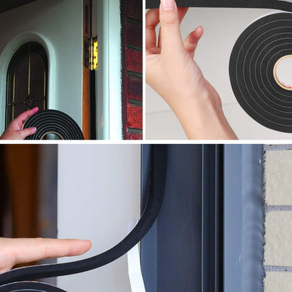 2 Rolls Foam Seal Tape for Door Window Insulation, Soundproof and Shockproof Foam Adhensive Strip, 3/8" Wx3/16 T Single Sided Foam Tape, Cold Air and Draft Closed Cell Seal Strip,Total 32FT