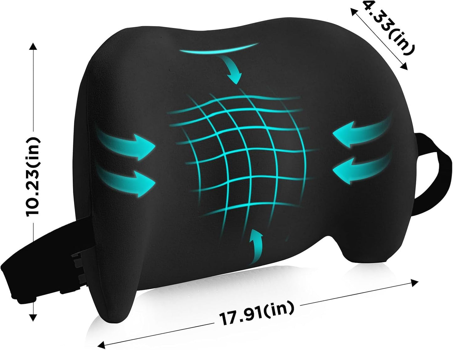 Lumbar Support Pillow for Office Chair, Memory Foam Car Back Cushion | Lumbar Pillow Lower Back with 4d Mesh Cover Adjustable Straps, Ergonomic Chair Back Pillow for Office, Car, Gaming Chairs