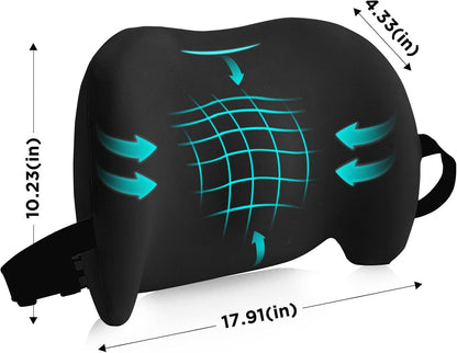 Lumbar Support Pillow for Office Chair, Memory Foam Car Back Cushion | Lumbar Pillow Lower Back with 4d Mesh Cover Adjustable Straps, Ergonomic Chair Back Pillow for Office, Car, Gaming Chairs