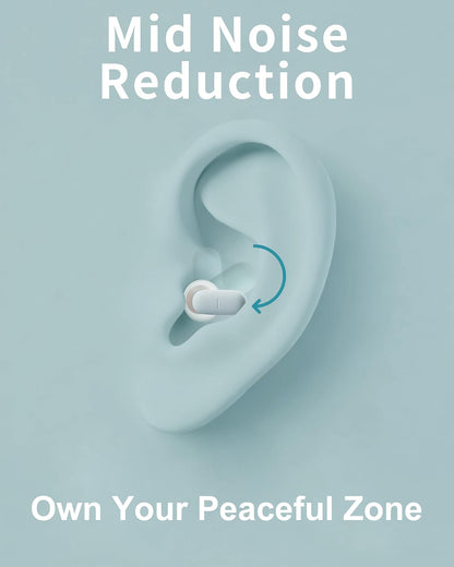 Ear Plugs for Sleeping Comfortable Mid Noise Cancelling Earplugs | All-night Wear without Ear Pain for Side Sleeper Patent Qufits Eartips 23dB Reusable Earplugs for Sleep, Travel - Black