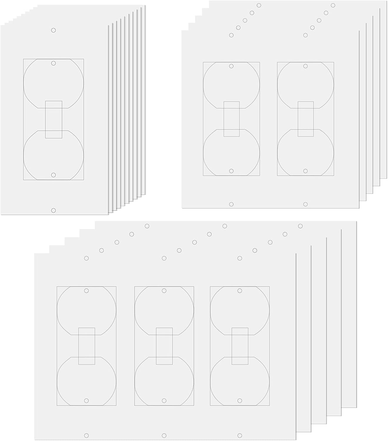 30Pack Outlet Insulation Pads, Wall Plate Gasket Draft Stopper Seal | 3 Sizes for Single Double Triple Plates, 3mm EVA Foam, No-Tool Install, Thermal Sound Energy Saver