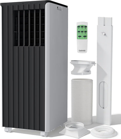 10000 BTU Portable Air Conditioner, 3 In1 Cooling Dehumidifier Fan, Quiet Fast Cooling, 4 Way Swing, LED Display, Remote, 24H Timer, 360° Wheels, Window Kit, Cools Rooms Up to 450 Sq.ft